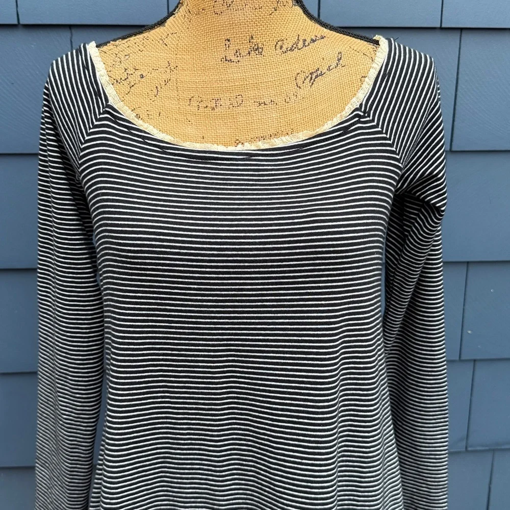 American rag black and white striped dress tunic shirt extra large 63% cotton